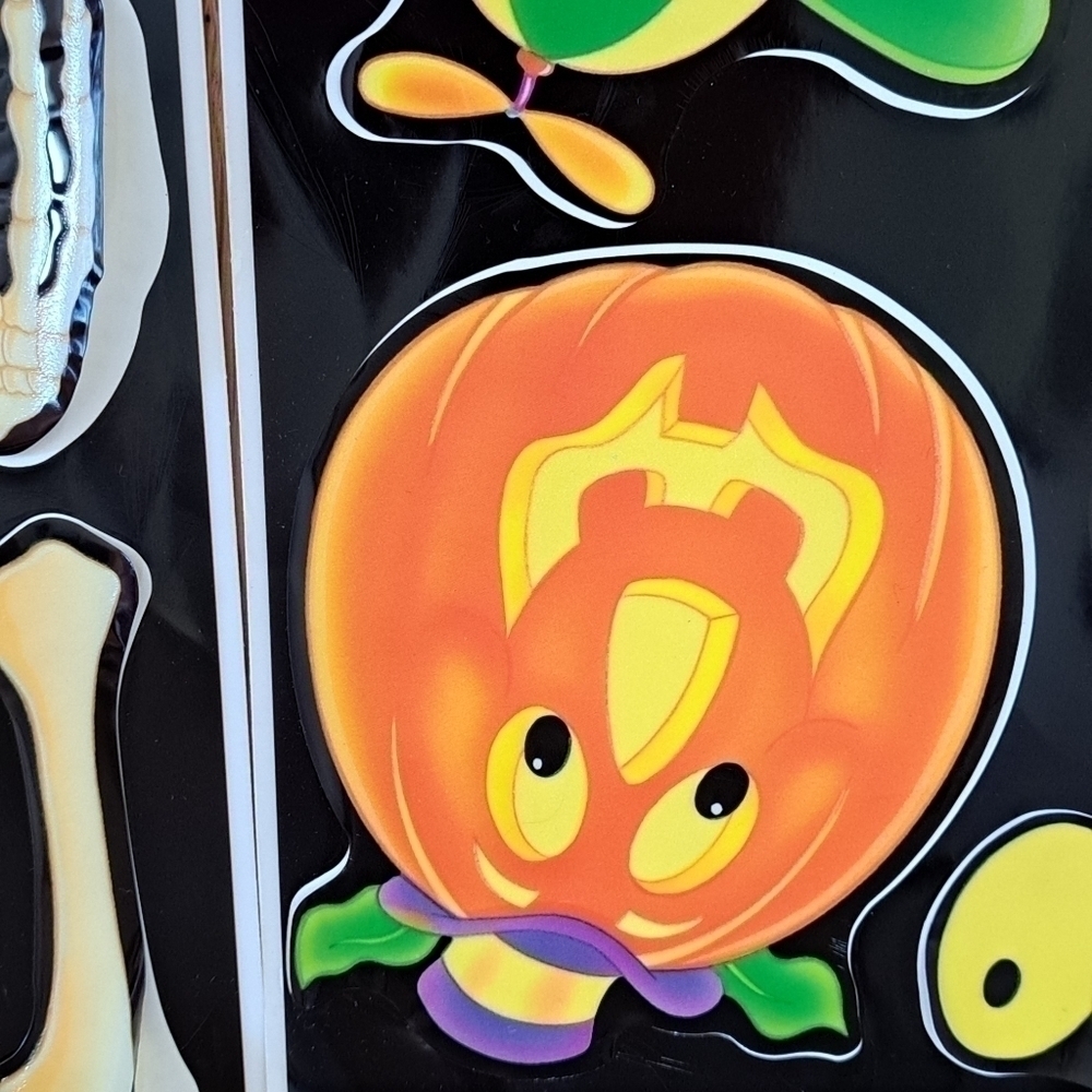 Vintage Halloween Window Clings Lot of 4 Sheets Witch Ghost Skeleton Pumpkin - Picture 9 of 16